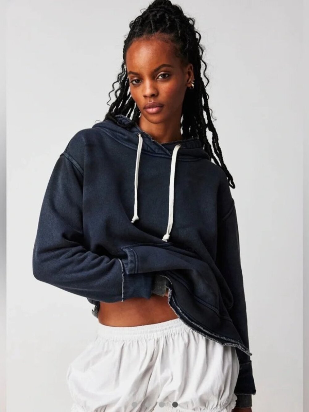 Free People We The Free Zuma Hooded Sweatshirt Washed Faded Black Size XL